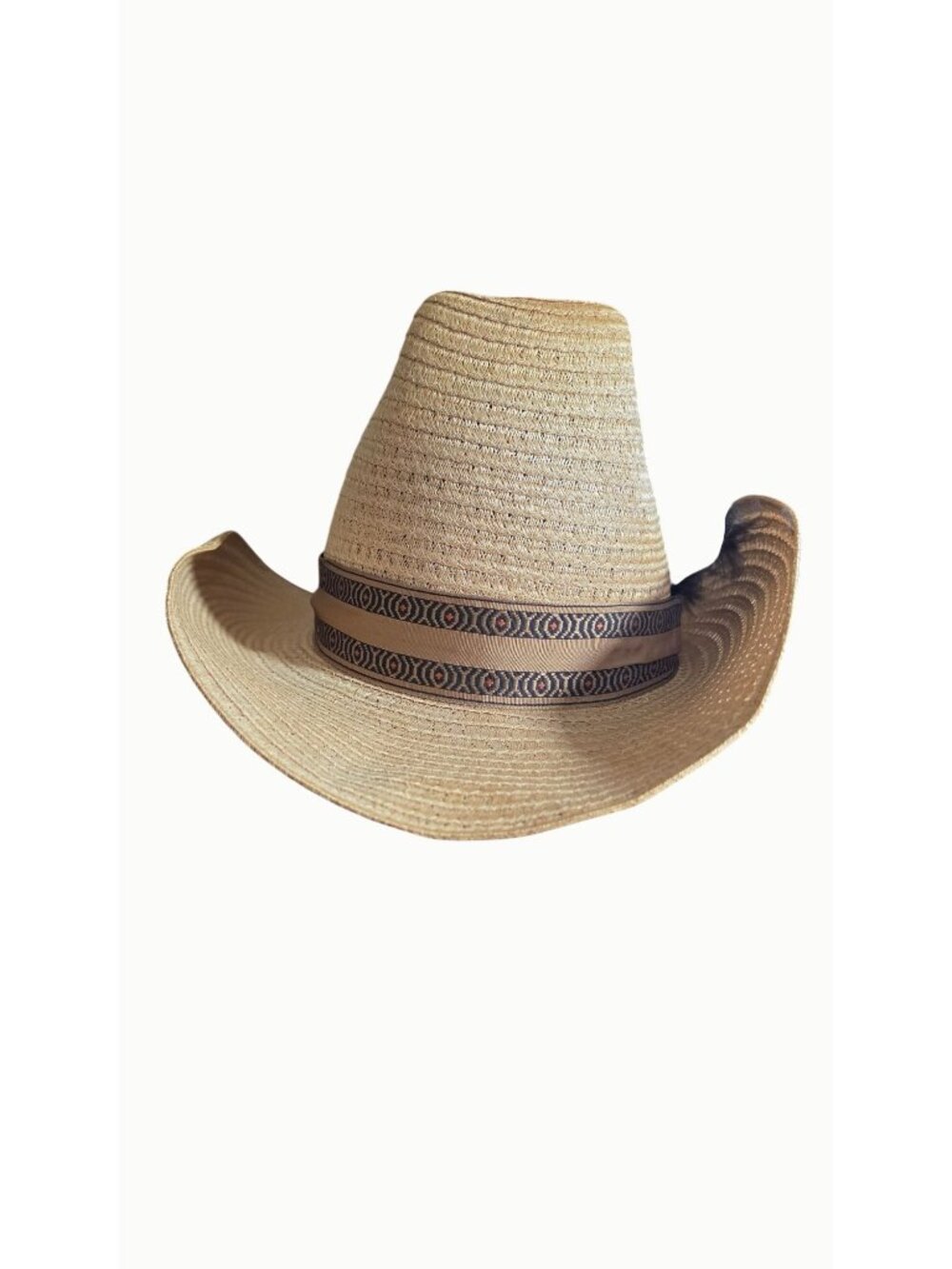 Dorfman Pacific Studs! Straw Cowboy Hat Western Feather Accent Tan Size 7 1/8 - Picture 2 of 10